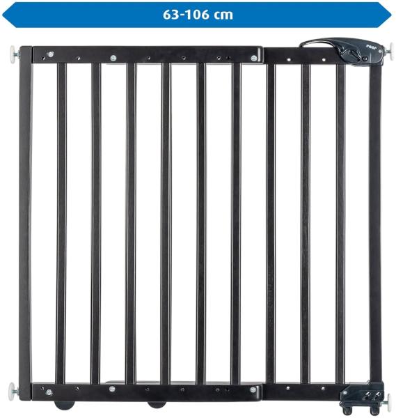 reer Türgitter und Treppenschutzgitter zum Klemmen oder Schrauben, Baukasten zum Zusammenbauen, ausziehbar 63-106 cm, schwarz