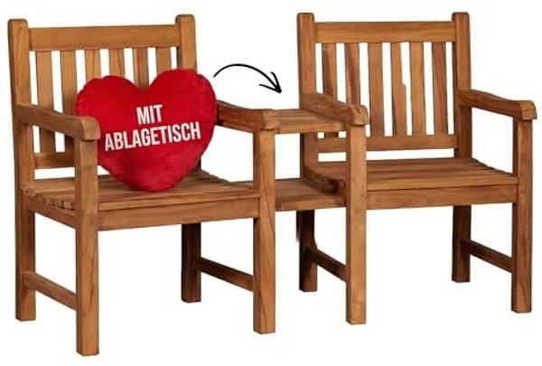 Teakholz Flexi-Sitz WOODIE inkl. 2 Stühle & Ablage in natur