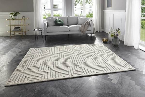 Kurzflor Teppich Manipu Creme Grau 120x170 cm