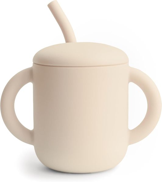 Mushie Trinklernbecher mit Strohhalm – Shifting Sa