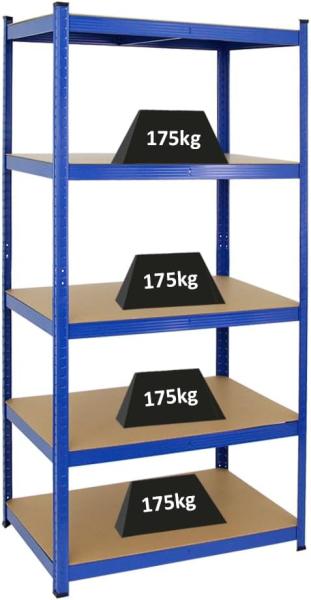 PROREGAL Schwerlastregal TAURUS Blau 180 x 90 x 60 cm Gesamtlast 875kg Kellerregal, Steckregal, Garagenregal, Lagerregal
