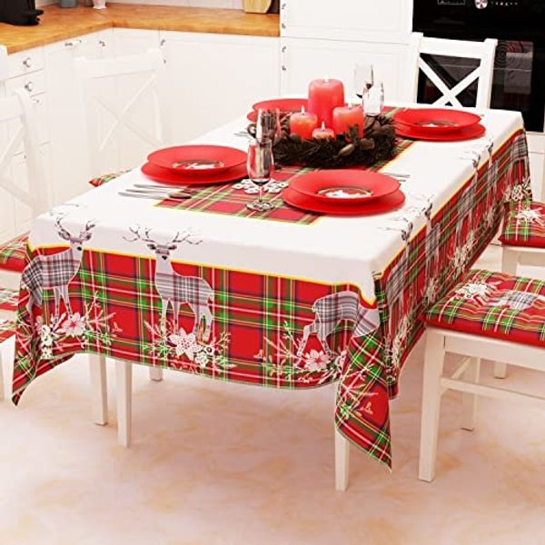 PETTI Artigiani Italiani - Tischdecke, Tischdecke, schmutzabweisend, Weihnachten, Tischdecke, Küche, Weihnachten, Muster: Rentiergrau, X12-Sitzer (140x240 cm), 100% Made in Italy