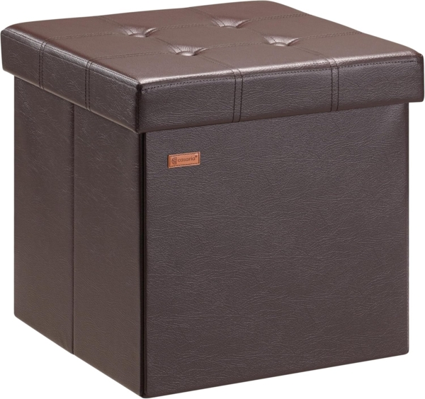 Casaria Sitzhocker, mit Stauraum Braun Faltbar Deckel Kunstleder Gepolstert 38x38x38cm