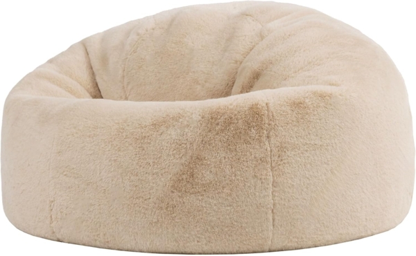 Icon Kingston Kunstfell Sitzsack, Beige, Sitzsack Erwachsene mit Füllung, Bean Bag, Flauschig Sessel, Lounge Sessel, Lounge Stuhl, Schlafzimmer, Wohnzimmer, Wohnzimmer Möbel