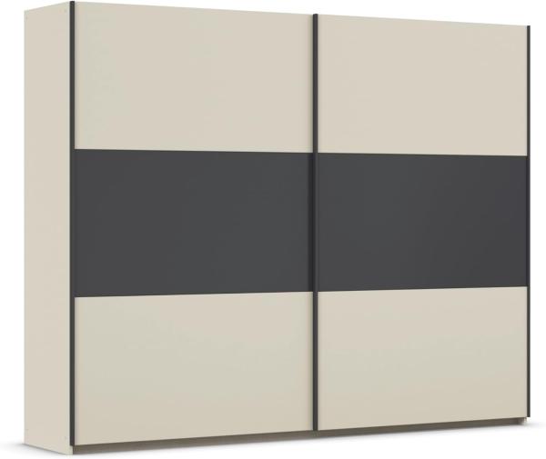 Rauch Möbel Neo, Schwebetürenschrank, Kleiderschrank, Kleiderschränke, Garderobe, Schrank mit Stauraum, 2-türig, Farbe Champagner/Grau-metallic, 261 x 210 x 59 cm