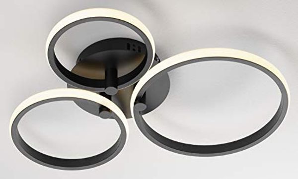 casa NOVA Deckenleuchte CIRCLES DH 50x7 cm schwarz Deckenlampe