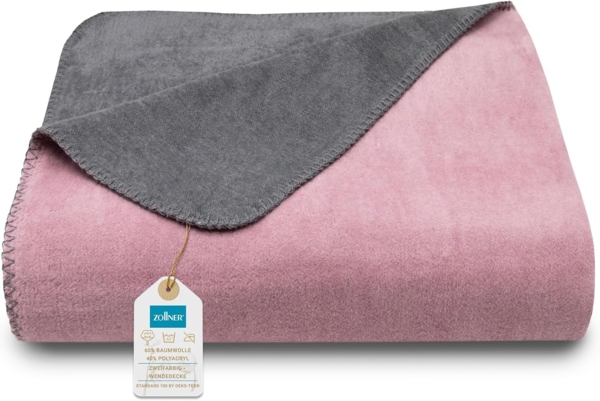 Wohndecke, ZOLLNER, Wendeoptik, 150 x 200 cm, 60% Baumwolle, 40% Polyacryl, Wendeoptik