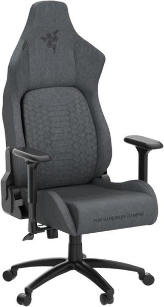 Razer Iskur Fabric- Gaming-Stuhl mit integrierter Lendenwirbelstütze (Ultra Weicher, Spritzwassergeschützter Stoff, Ergonomische Lordosenstütze, Komplett verstellbare Armlehnen) Grau