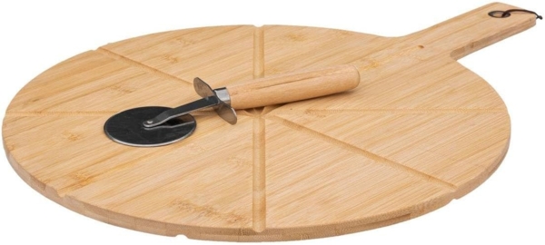 5five Simply Smart Pizzaschneidebrett Pizza-Schneidebrett, Bambus, Edelstahl, (Set, 2-St), mit Pizzaschneider