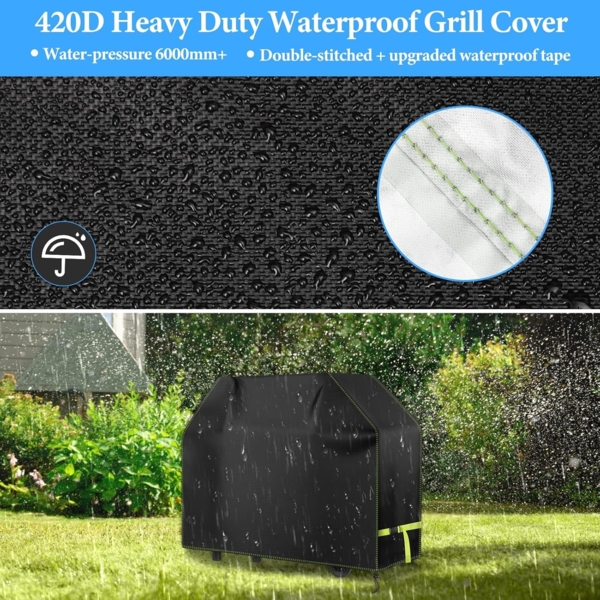 Grill Abdeckhaube, VDISRR Wetterfest Grillabdeckung, 420D Oxford Gasgrill Abdeckplane, Wasserdicht Grillschutzhülle, 183 x 66 x 130 cm, Reißfest, UV, Schutz Grill vor Verblassen, Rost und Schimmel Bild 4