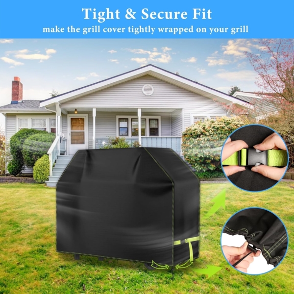 Grill Abdeckhaube, VDISRR Wetterfest Grillabdeckung, 420D Oxford Gasgrill Abdeckplane, Wasserdicht Grillschutzhülle, 183 x 66 x 130 cm, Reißfest, UV, Schutz Grill vor Verblassen, Rost und Schimmel Bild 5