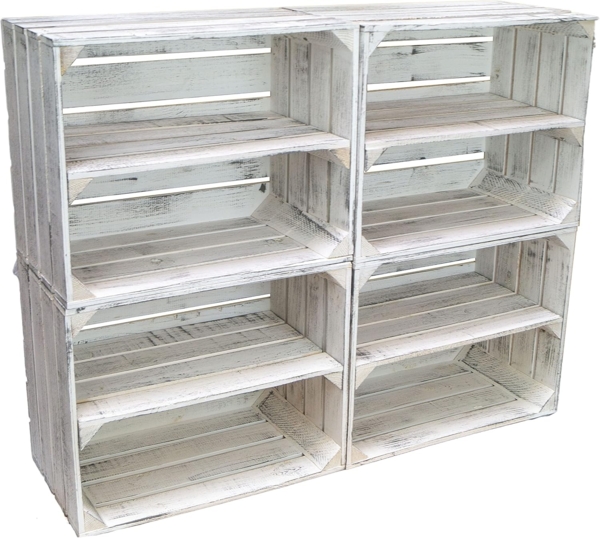 Kistenkolli Altes Land Allzweckkiste Regalkiste "Willi" in weiß mit zwei Schubladen 68x40x31 (Spar-Set) Bild 4