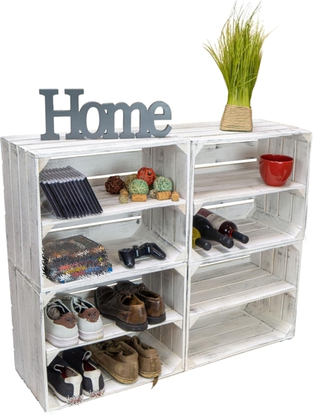 Kistenkolli Altes Land Allzweckkiste Regalkiste "Willi" in weiß mit zwei Schubladen 68x40x31 (Spar-Set) Bild 3