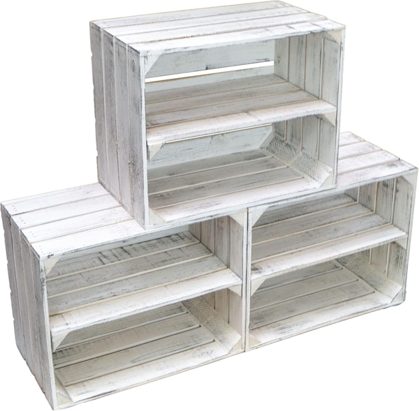 Kistenkolli Altes Land Allzweckkiste Regalkiste "Willi" in weiß mit zwei Schubladen 68x40x31 (Spar-Set) Bild 2