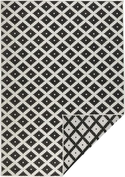 In- & Outdoor Wendeteppich Nizza Schwarz Creme - 120x170x0,5cm