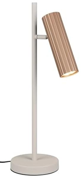 Große Tischlampe SOKA Metall Hellgrau & Coffee mit schwenkbarem Spot, Höhe 50cm