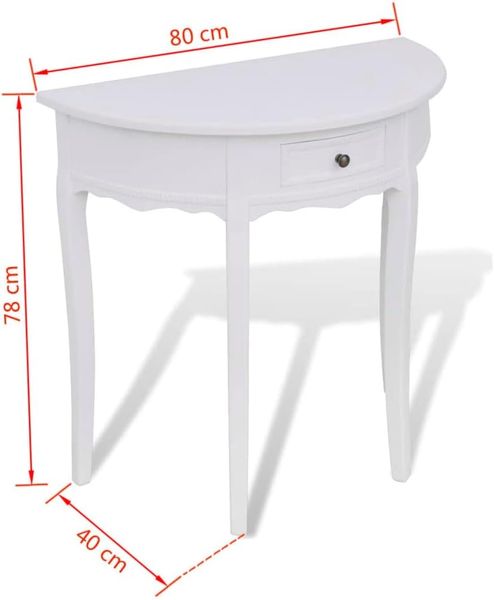 vidaXL Konsolentisch mit Schublade Halbrund Weiß 241530 Bild 3