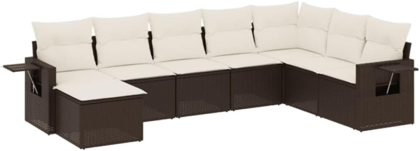 vidaXL 9-tlg. Garten-Sofagarnitur mit Kissen Braun Poly Rattan 3252910 Bild 1