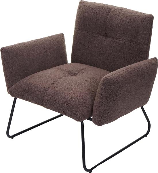 Lounge-Sessel HWC-K34, Cocktailsessel Sessel, Bouclé Stoff/Textil MVG-zertifiziert ~ braun