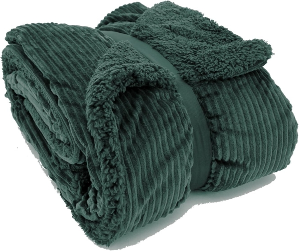 Wohndecke Flauschige Cord Kuscheldecke Sherpa Fell Sofadecke, heimtexland, 150x200 I extra dick I warm I kuschelig weich I fusselfrei