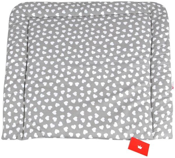 BABYLUX Wickeltischauflage Wickelauflage Baby Wickeltisch (50 x 70 cm, 95 - Herzen Grau)