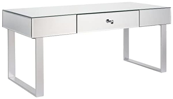 Beliani Couchtisch Silber mit Schublade verspiegelt NESLE