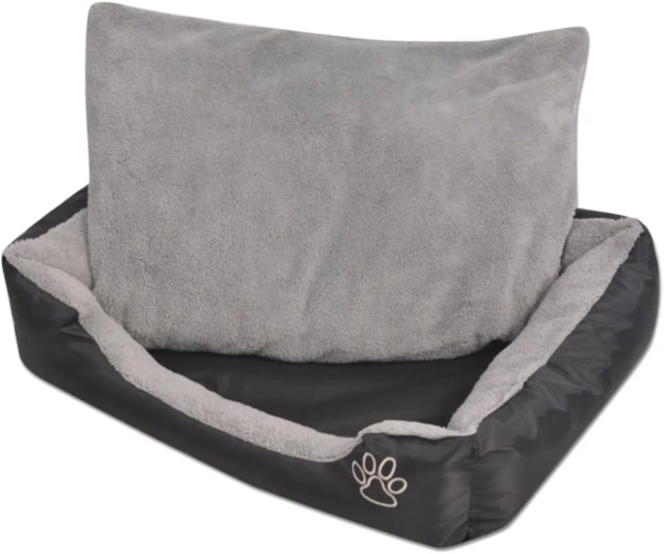 vidaXL Hundebett, mit gepolstertem Kissen, Polyester, Schwarz, M, 18 x 65 x 48 cm