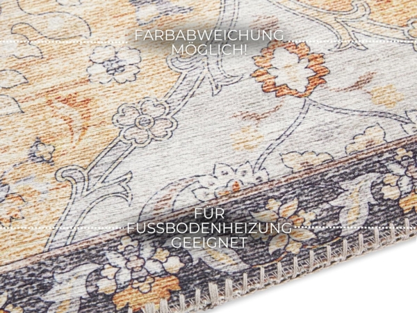 Kurzflor Teppich Kashmir Ghom Honiggelb 80x200 cm Bild 3