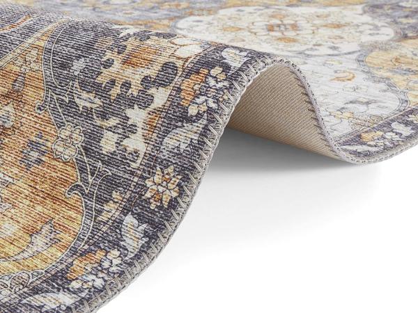 Kurzflor Teppich Kashmir Ghom Honiggelb 80x200 cm Bild 4