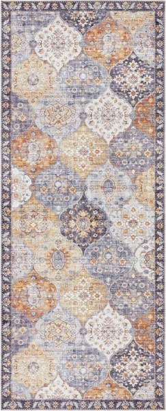 Kurzflor Teppich Kashmir Ghom Honiggelb 80x200 cm Bild 1