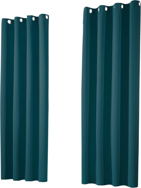 heimtexland Verdunkelungsvorhang Thermo Verdunkelungsgardinen Ösenschal Vorhänge (2 St), Ösen, verdunkelnd, Verdunkelungsstoff, blickdicht, Sonnenschutz, Verdunklung, Kälteisolierung, Schalldämmung