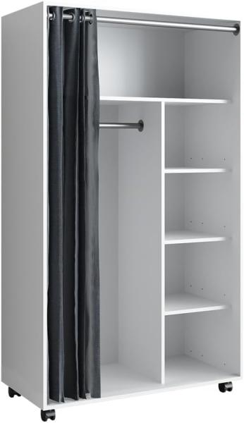 Vicco mobiler Kleiderschrank Dielenschrank Garderobe Doros Weiß 100 x 168 cm offen rollbar