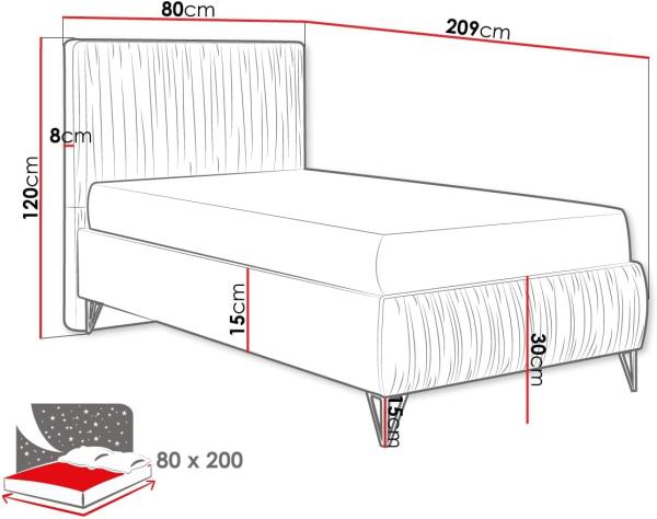 Mirjan24 Boxspringbett Lux I , grau, 80x200 cm Bild 3