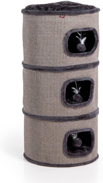 Canadian Cat Company Kratztonne Kratzbaum Tony, Kratztonne mit Kratzteppich, anthrazit, ca. 45 x 45 x 90 cm