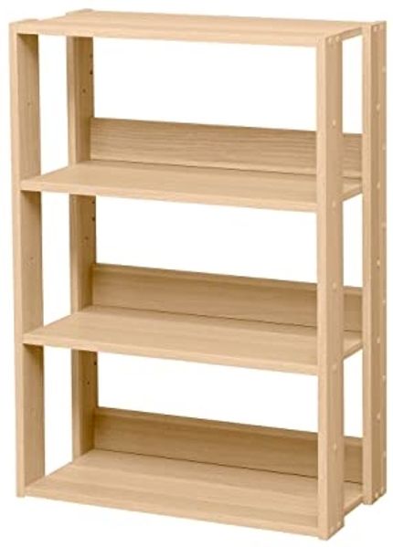 Iris Ohyama, Bücherregal, 3-stöckiges Regal, 14 cm breite verstellbare Regale, Stabil, Industriell, Waschküche, Wohnzimmer, Eingangsbereich, Schlafzimmer, Büro - Open Wood Rack OWR-600-Hellbraun