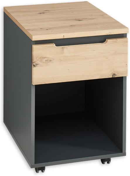 Bürocontainer MEMPHIS Schubladen Kommode für Schreibtisch Graphit / Artisan Eiche Nb. ca. 45 x 66 x 55 cm