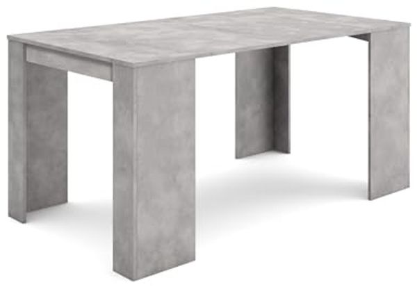 Skraut Home | Ausziehbarertisch | Multifunktionaler ausziehbarer | 160 | Für 8 Gäste | Esszimmertische | Moderner Stil | Zement