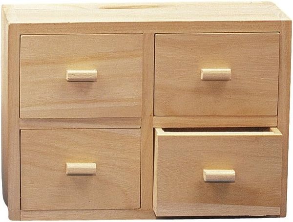Holz Kommode FSC Mix Credit, 15x20x7cm, 4 Schubladen