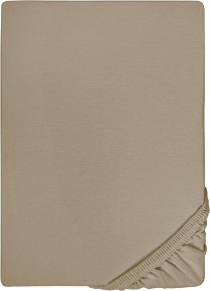 Biberna Feinjersey Spannbettlaken Spannbetttuch 90x200 cm - 100x200 cm Taupe