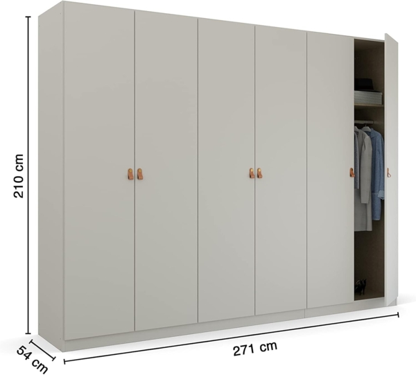 Kleiderschrank Drehtürenschrank Quadra-Spin | 6-türig | seidengrau | 271x210 | Griff Homey Bild 3