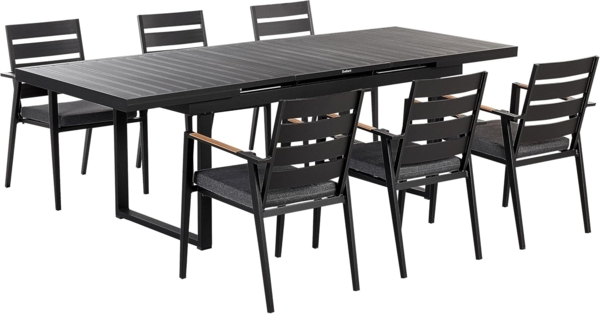 Essgruppe für 6 Personen VALCANETTO TAVIANO Metall 180 240 x 90 x 78 cm Schwarz