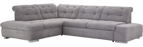 Cavadore Ecksofa Pales mit Kopfteilverstellung, Polsterecke im modernen Design, 280 x 75-84 x 227, Softstruktur Grau