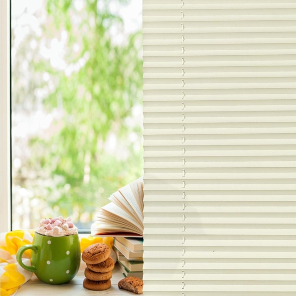 Plisseerollo ohne Bohren Klemmfix 100x120 cm(BxH) Beige Jalousie Sonnenschutz Easyfix Faltrollo Lichtdurchlässig Rollo für Fenster & Tür Bild 3