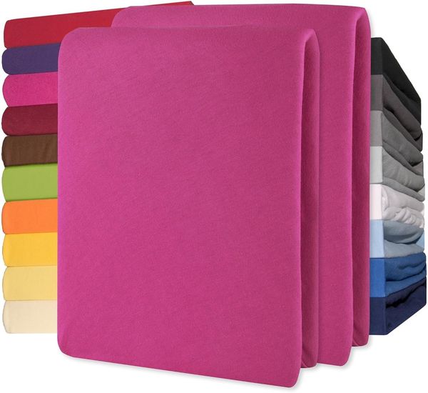 CelinaTex Jersey Topper Spannbettlaken Lucina 140x200-160x200 cm pink 100% Baumwolle gekämmt bis 12cm Matratzenhöhe Oeko-TEX