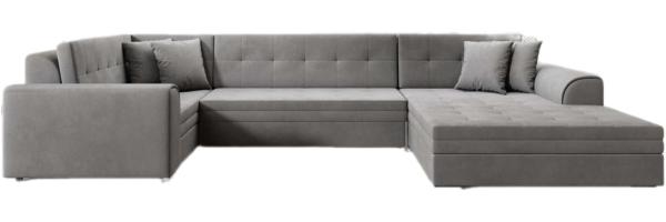 Designer Sofa Velio mit Schlaffunktion Samt Grau Rechts