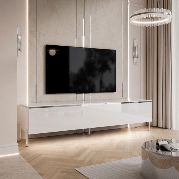 Lookway TV-Schrank AURORA SILVER auf Beinen und LED Beluchtung Breite: 180 cm Bild 2