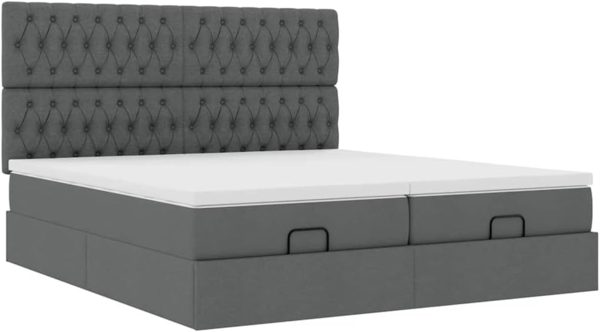 Ottoman-Bett mit Matratzen Dunkelgrau 180x200 cm Stoff 3313714