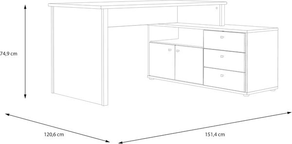 Forte Schreibtisch TEMPRA 2 - Büro in Sonoma Eiche (D30F)-Grey (A11) Bild 2