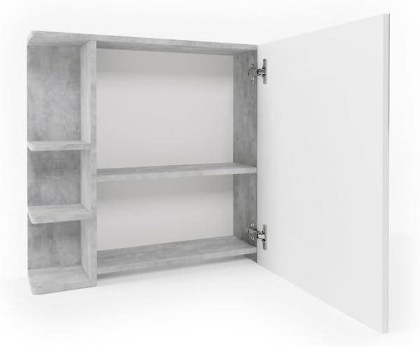 VICCO Badspiegel FYNN 80 x 64 cm Grau Beton - Spiegel Spiegelschrank Wandspiegel