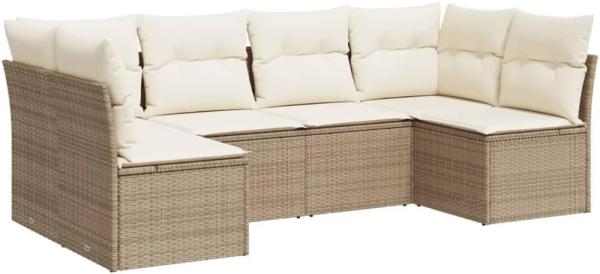 vidaXL 6-tlg. Garten-Sofagarnitur mit Kissen Beige Poly Rattan 3249227